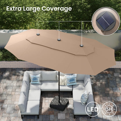 [2026 Upgrade] 13/15FT Double Layer Patio Umbrella