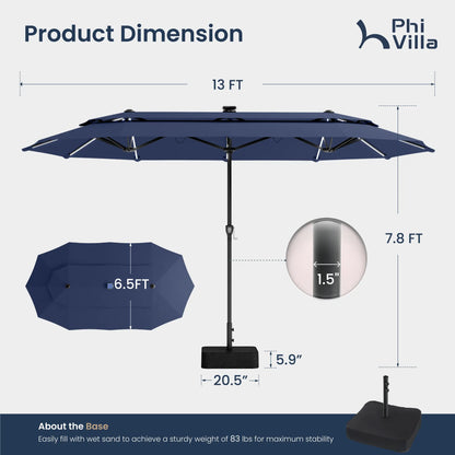 [2026 Upgrade] 13/15FT Double Layer Patio Umbrella