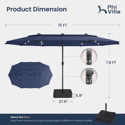 [2026 Upgrade] 13/15FT Double Layer Patio Umbrella
